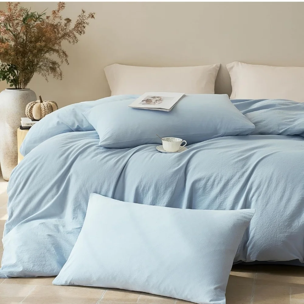 JELLYMONI Duvet Cover Full Size - 100% Washed Cotton Comforter Cover New
